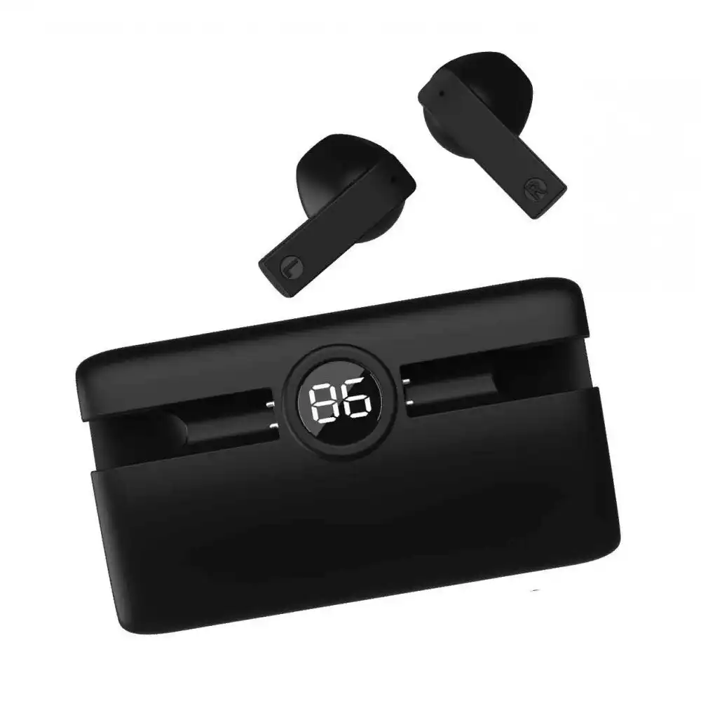 Laser TWS Wireless Bluetooth In-Ear Earbuds w/ Power Bank Charging Case Black
