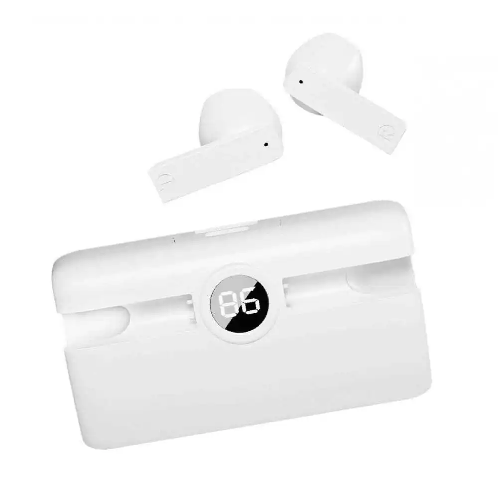 Laser TWS Wireless Bluetooth In-Ear Earbuds w/ Power Bank Charging Case White