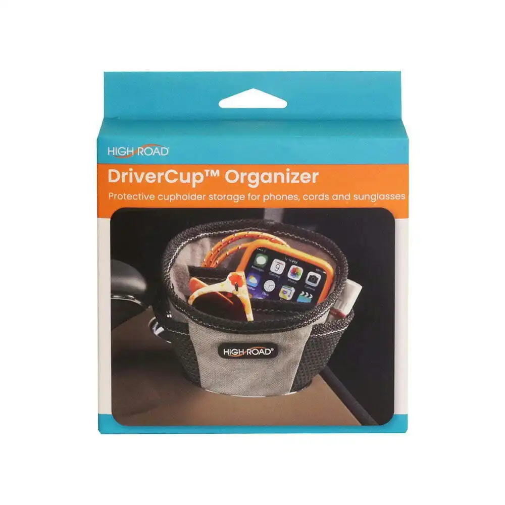 High Road Polyester Driver Cup Organiser Travel Storage Pouch w/Mesh Pocket Grey