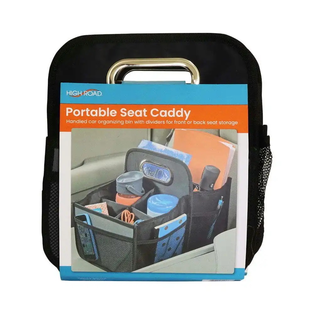High Road Portable Seat Caddy Organiser Travel Storage w/ Carry Handle Black