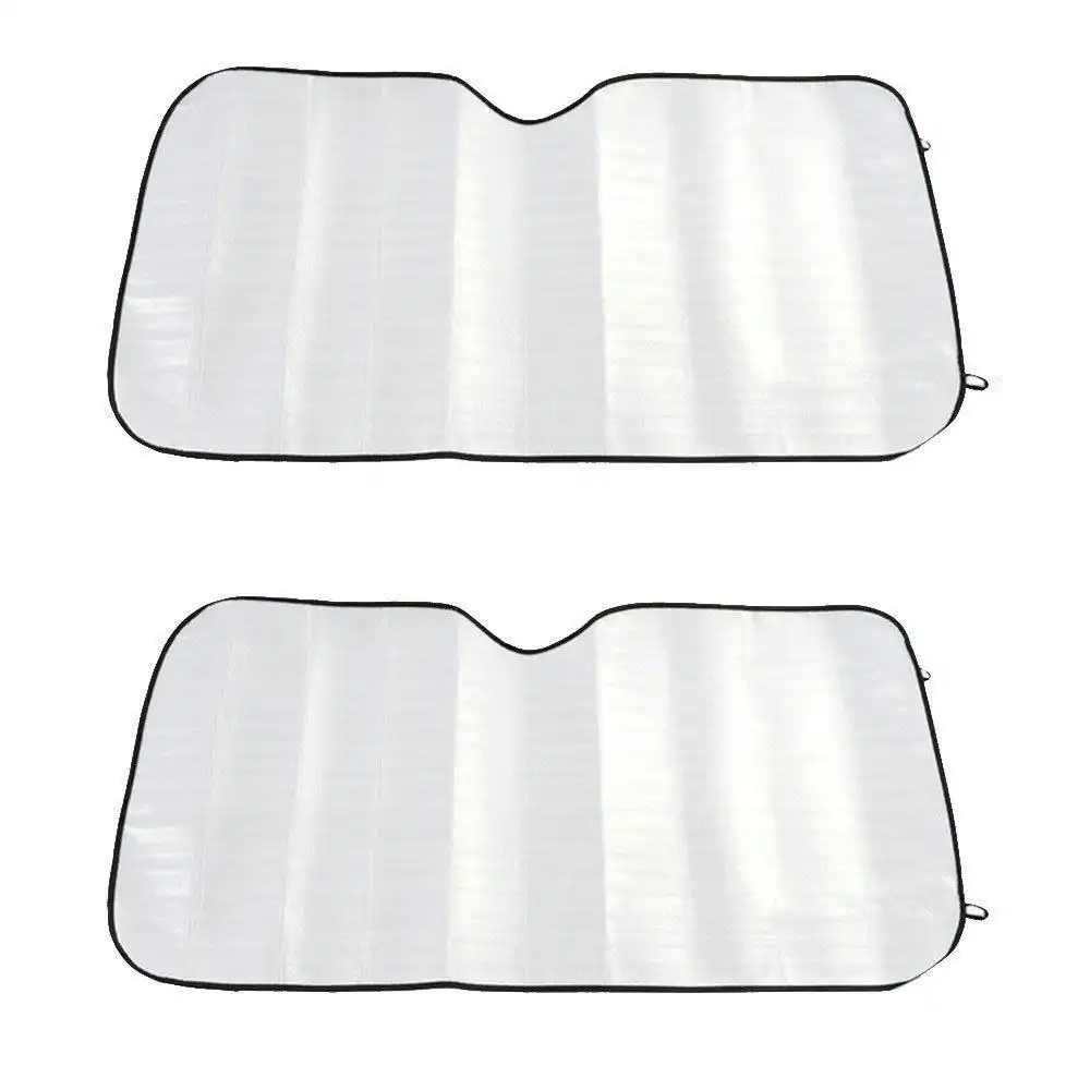 2 Pack Car Windscreen Sun Visor Reflective Shade Heat Interior Windshield Silver