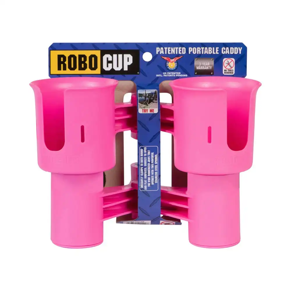 Robo Cup Portable 2-Drink Caddy/Bottle Holder Camping/Fishing Accessory Hot Pink