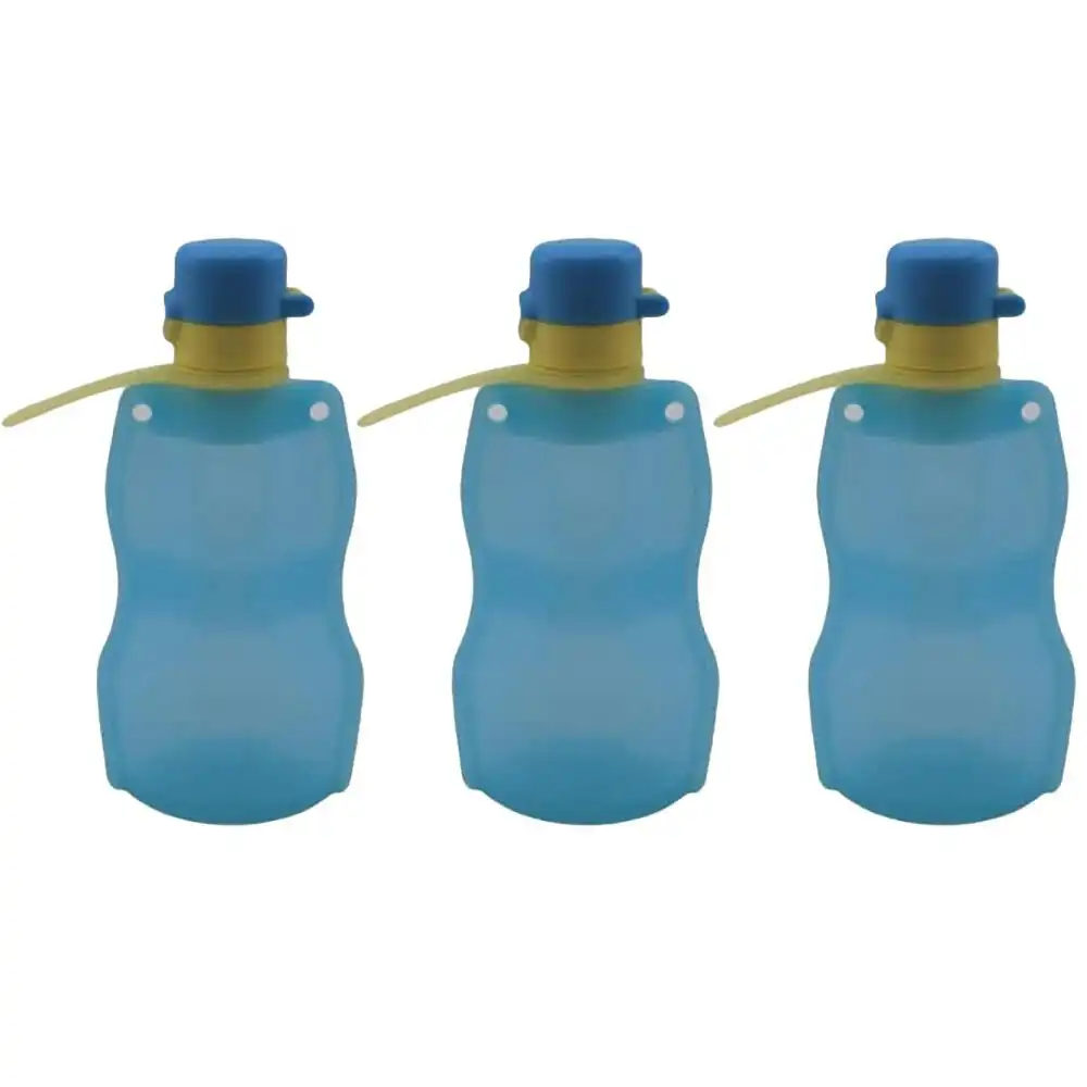 3x Kuvings Silicone Baby Reusable Foldable Travel Drinking Water Bottle - Blue