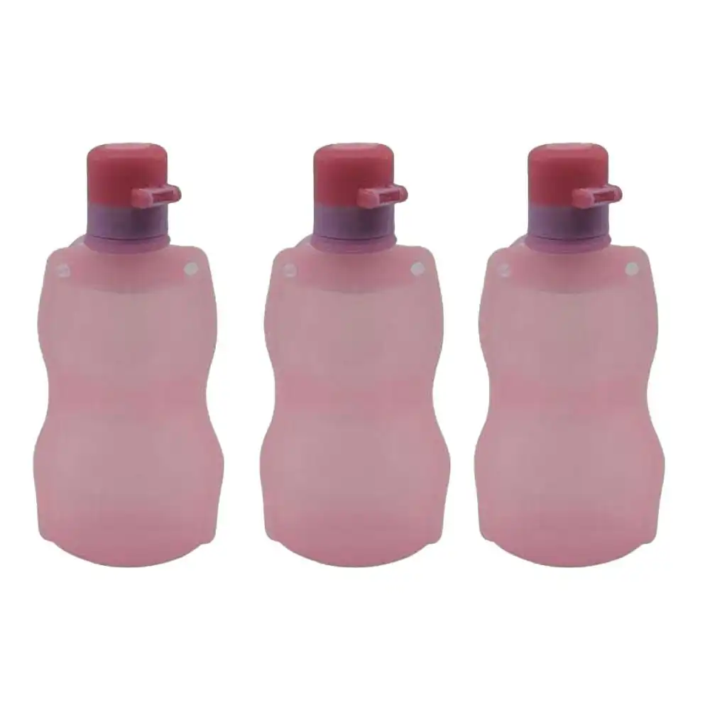 3x Kuvings Silicone Baby Reusable Foldable Travel Drinking Water Bottle - Pink
