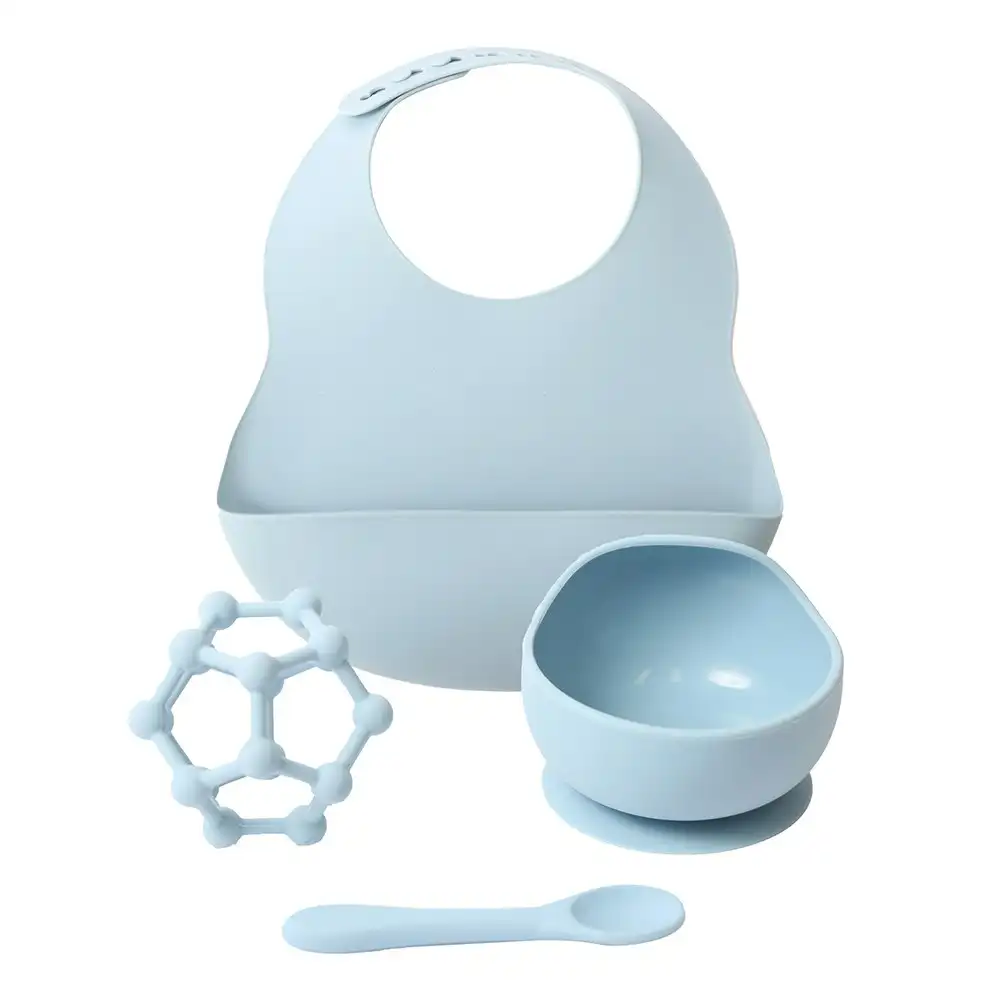 Baby 48x43cm Silicone Dinner Set Gift Boxed Baby/Infant Feeding Tableware Blue
