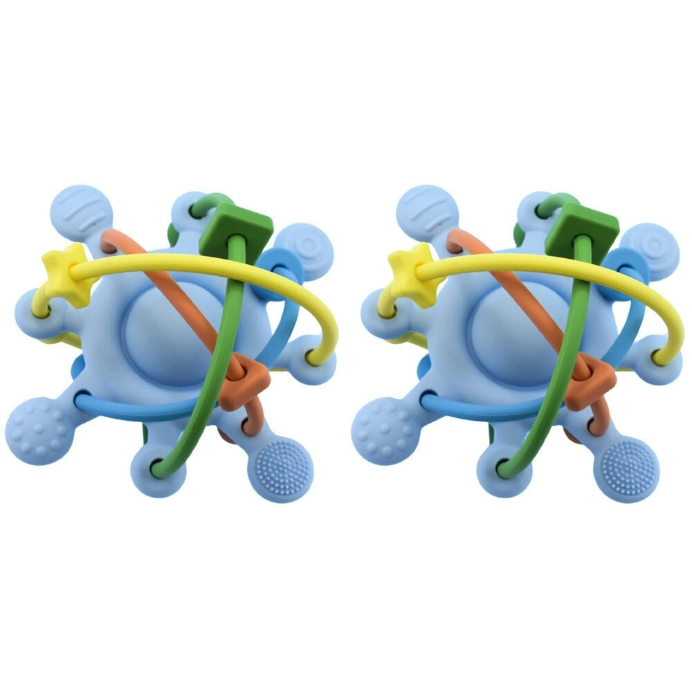 2x Koala Dream Kids/Childrens Silicone Sensory Space Rattle Teether Blue 4M+