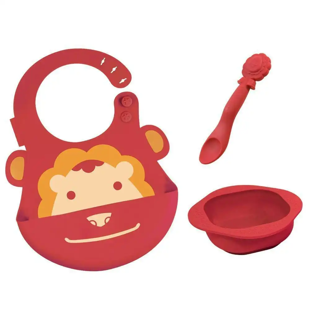 3pc Marcus & Marcus Toddler/Children's/Baby Cutlery Set Marcus Lion Red 6m+