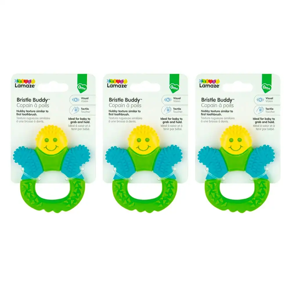 3x Lamaze Bristle Buddies Kids/Toddler/Baby Gum/Bite Chewing Toy 0m+ Assort 9cm
