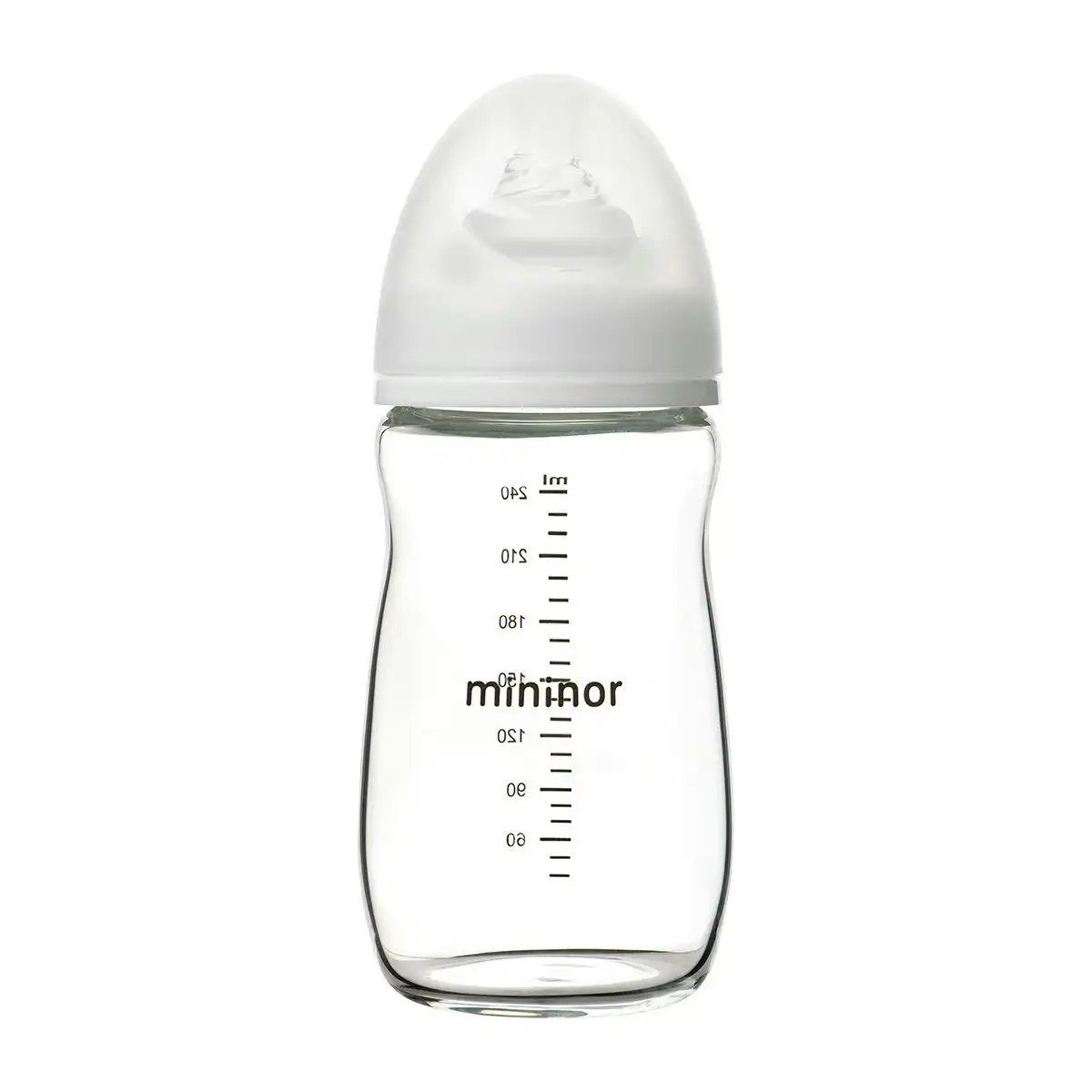 Mininor Baby/Infant 240ml Glass Feeding Bottle w/ Anti-Colic Silicone Teat 0m+