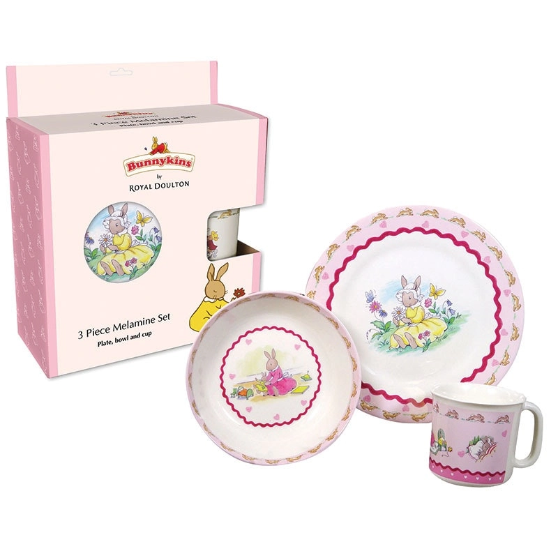 3pc Bunnykins Melamine Set Sweethearts Design Plate/Bowl/Cup Feeding 18M+ Pink