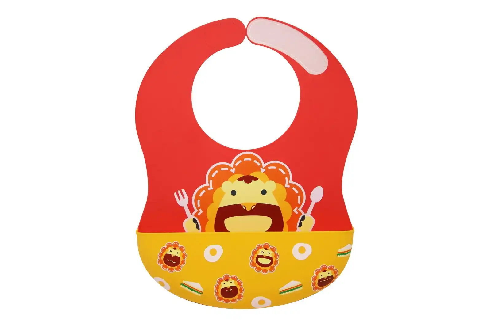 Marcus & Marcus Marcus Lion Red Wide Coverage Silicone Baby/Toddler Bib 6m+