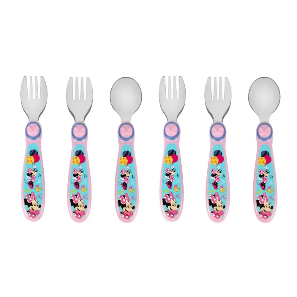 6pc The First years Minnie Sculpted Flatware Stainless Steel Infant Baby Spoons