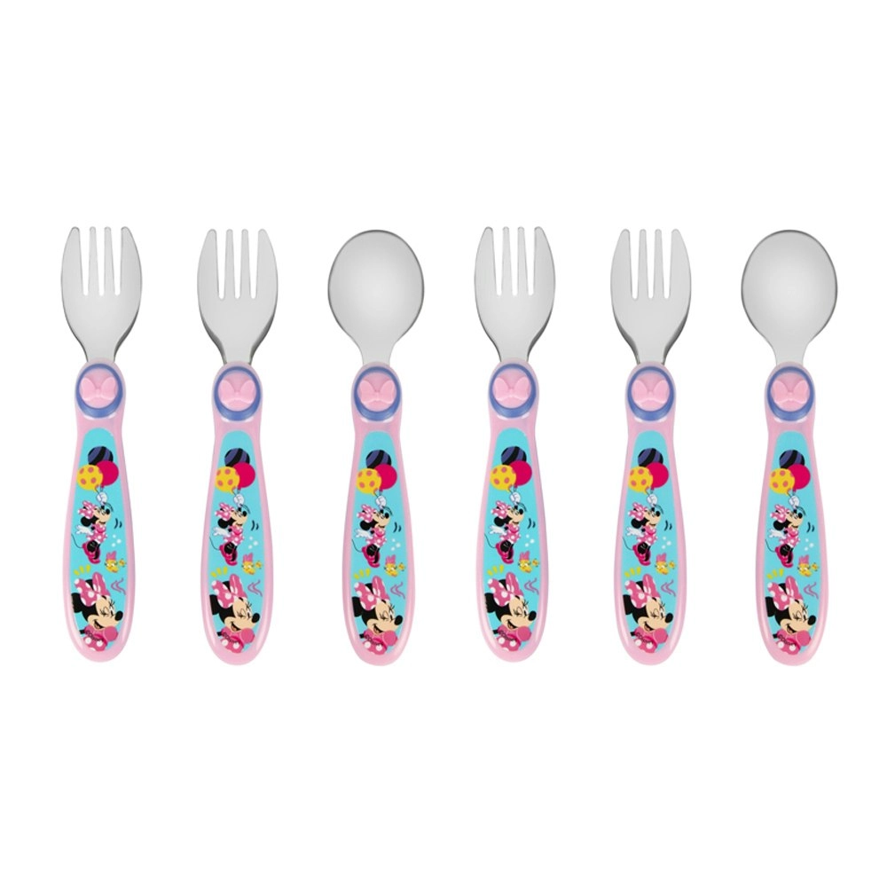 6pc The First years Minnie Sculpted Flatware Stainless Steel Infant Baby Spoons