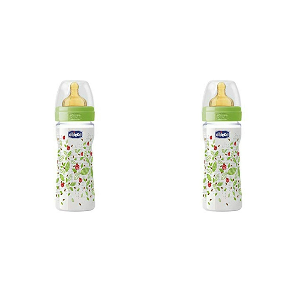 2x Chicco Nursing Baby Well-Being 250ml Feeding Bottle/Anti Colic Teat 2m+