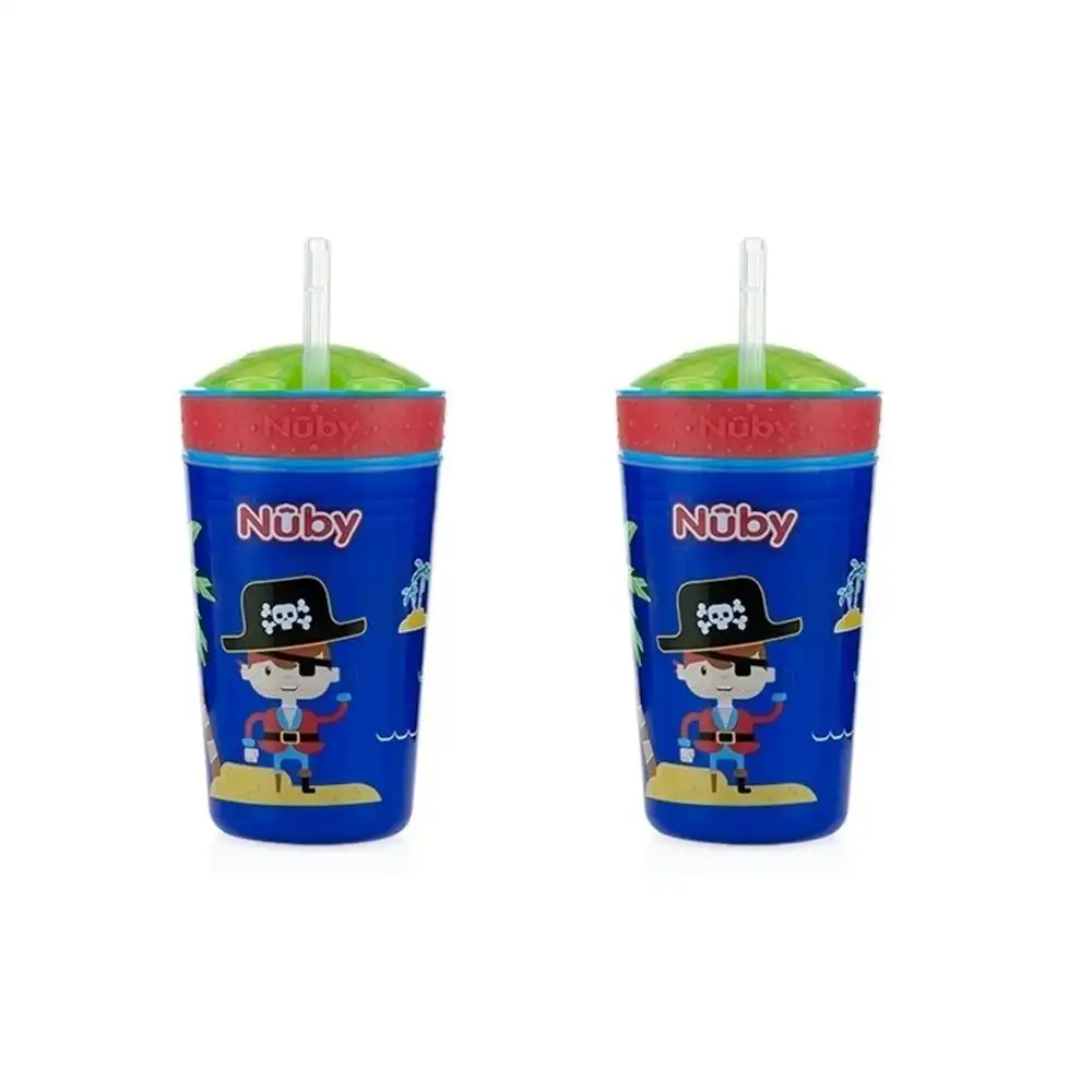 2x Nuby 2-in-1 Snack and Sip Drinking Cup w/ Container 270ml 6m+ Assorted