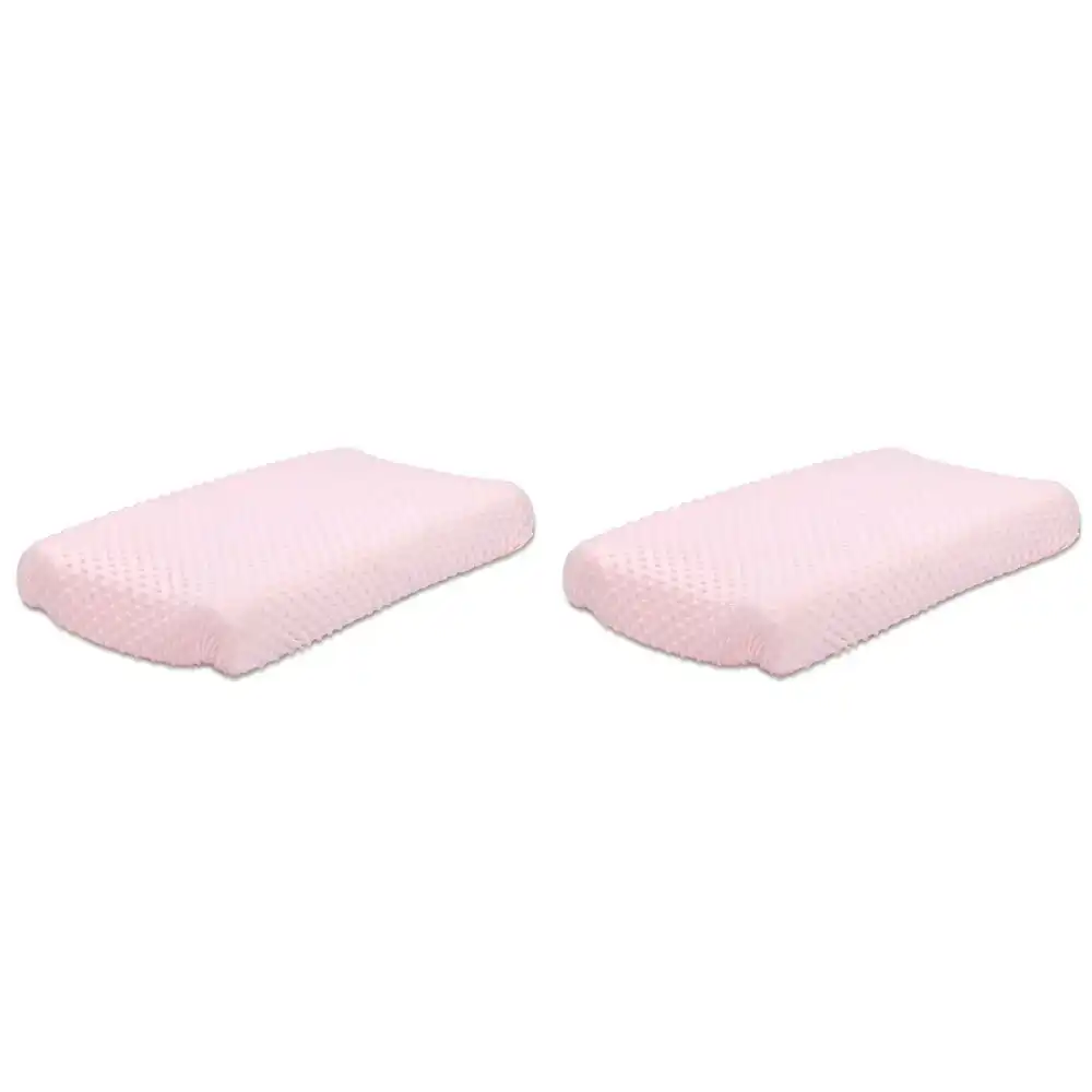 2x Little Haven Infant Polyester Changing Pad Cover Sleeve Dot Velour 81cm Pink