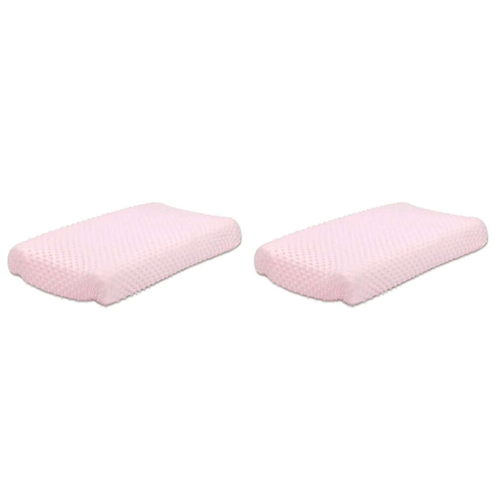 2x Little Haven Infant Polyester Changing Pad Cover Sleeve Dot Velour 81cm Pink