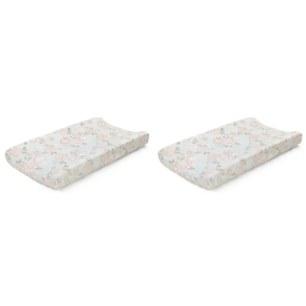 2x The Peanutshell Baby Polyester Changing Pad Cover Sleeve Vintage Floral 81cm