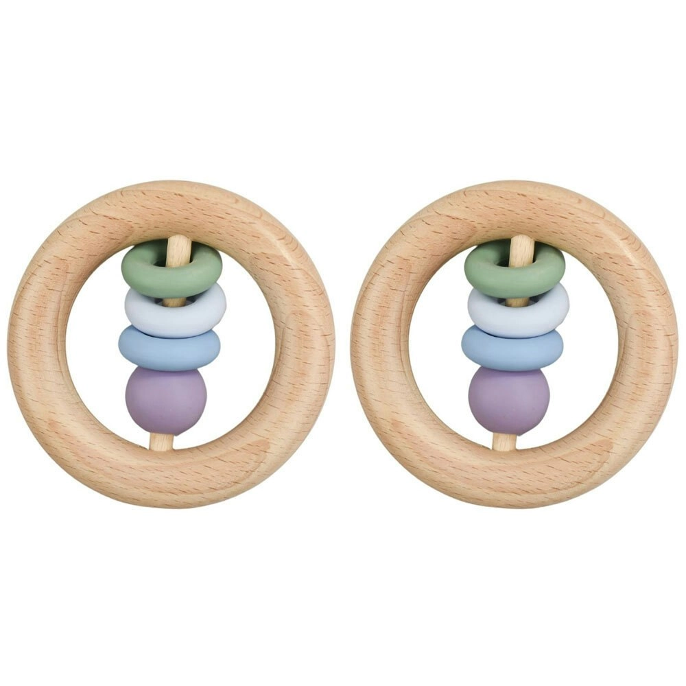 2x Koala Dream Kids/Childrens Silicone And Wooden Mouth Teether Ring Green 4M+