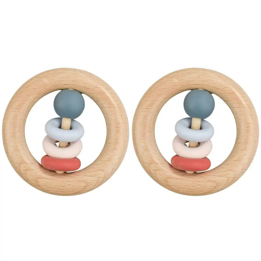 2x Koala Dream Kids/Childrens Silicone And Wooden Mouth Teether Ring Red 4M+