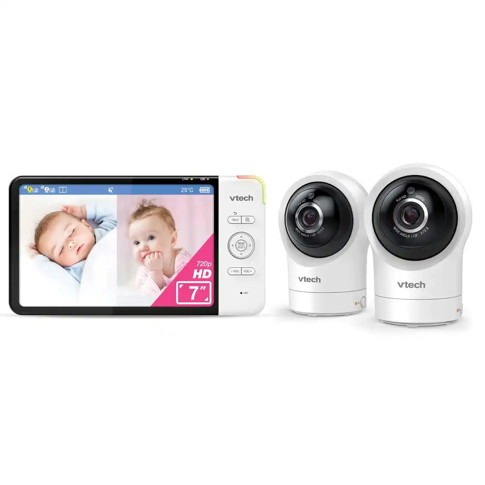VTech 2-Camera 7 Inch HD Pan & Tilt Video Baby Monitor With Remote Access 720p