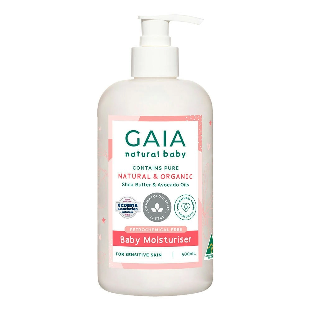 Gaia 500ml Natural Baby Dry/Flaky/Rough Skin Moisturiser Face/Body 0m+ Organic