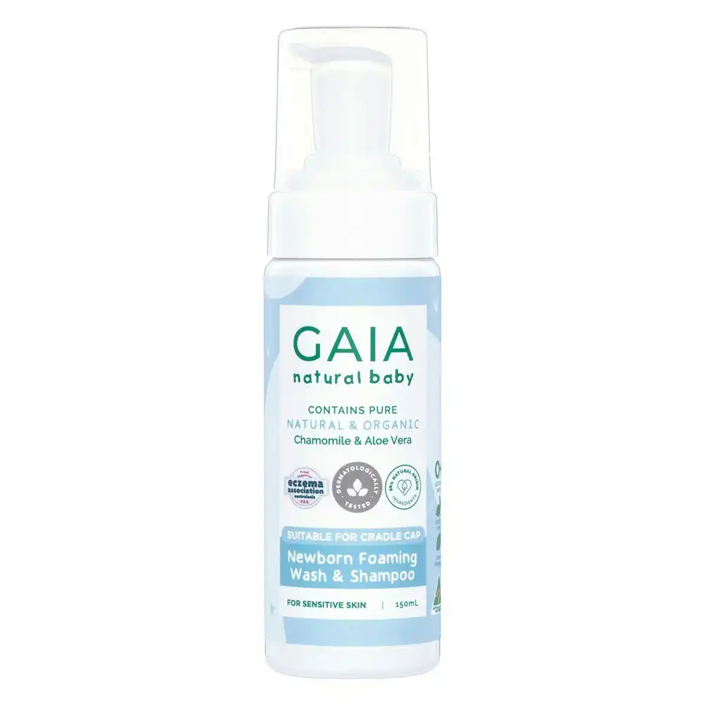 Gaia 150ml Natural Baby New Born Foaming Shampoo & Wash 0m+ Soap Free/Organic