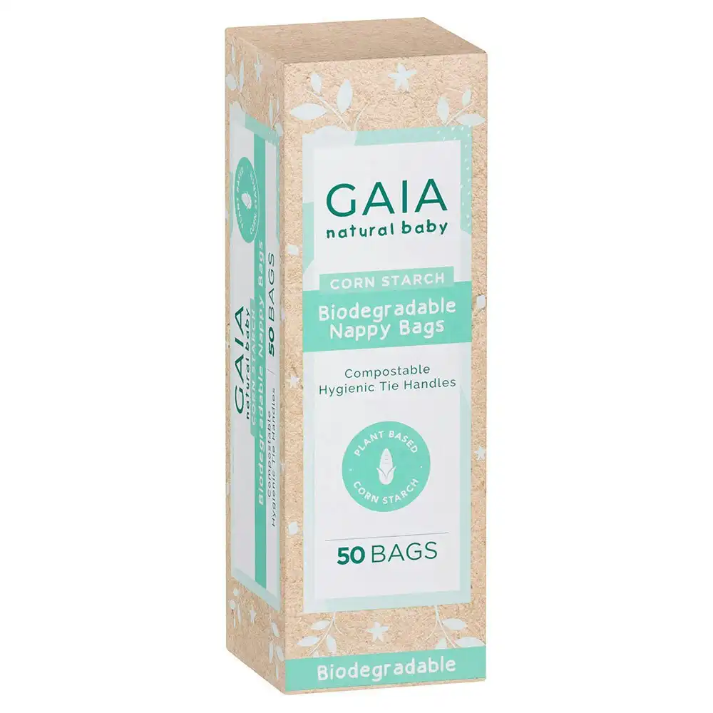 50pc Gaia 22x16cm Biodegradable Nappy Bags w/ Easy Tie Handles Baby/Infant