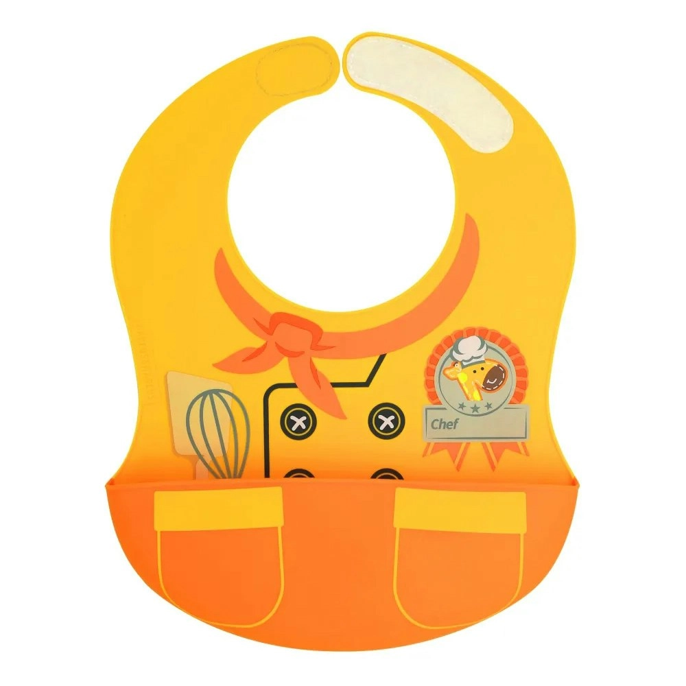 Marcus & Marcus Little Chef Wide Bib Food Catcher Baby/Toddler 6m+ Loal Orange