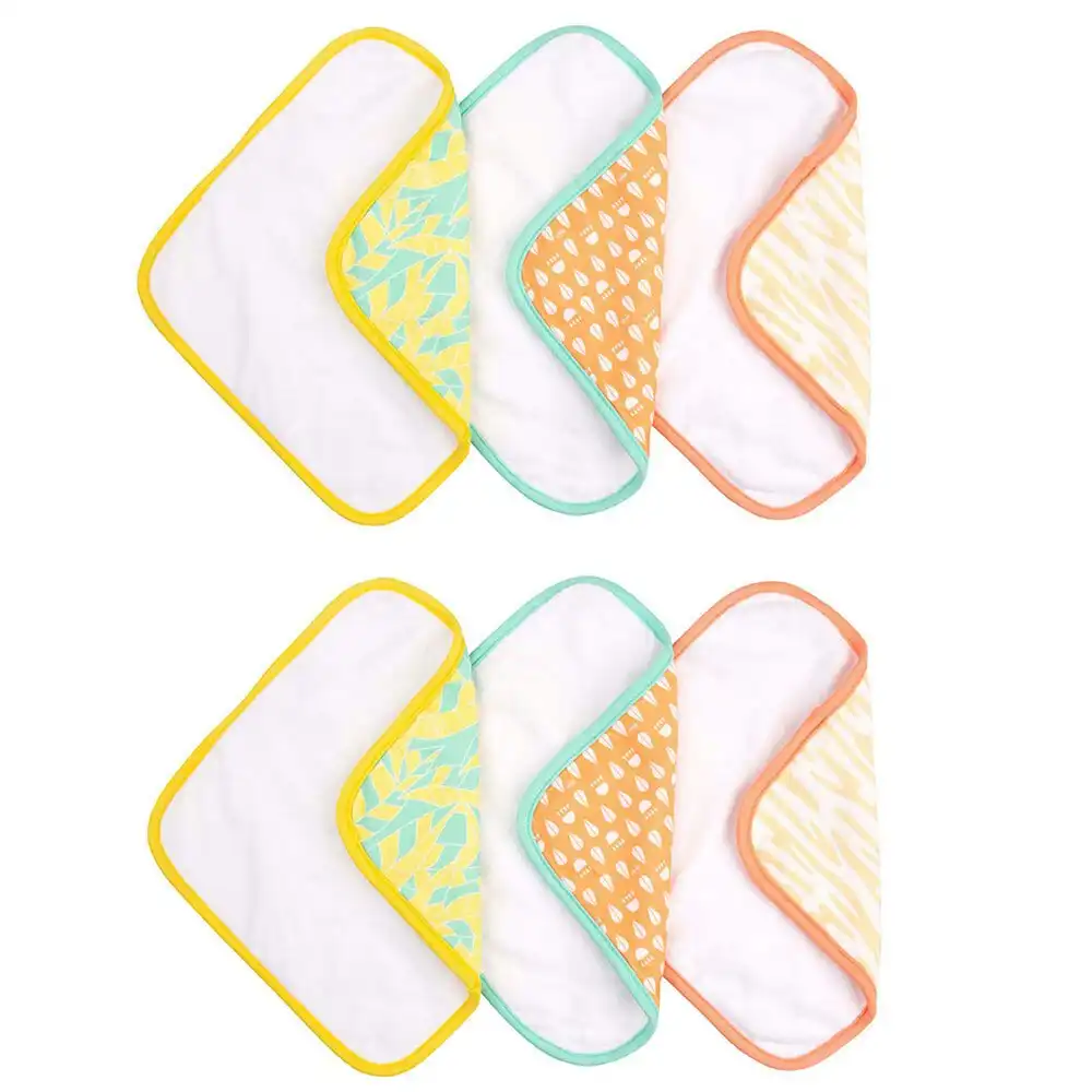 6pc Playgro Fauna Friends Baby Bathing Soft Cotton Face Washer Cloths 0m+