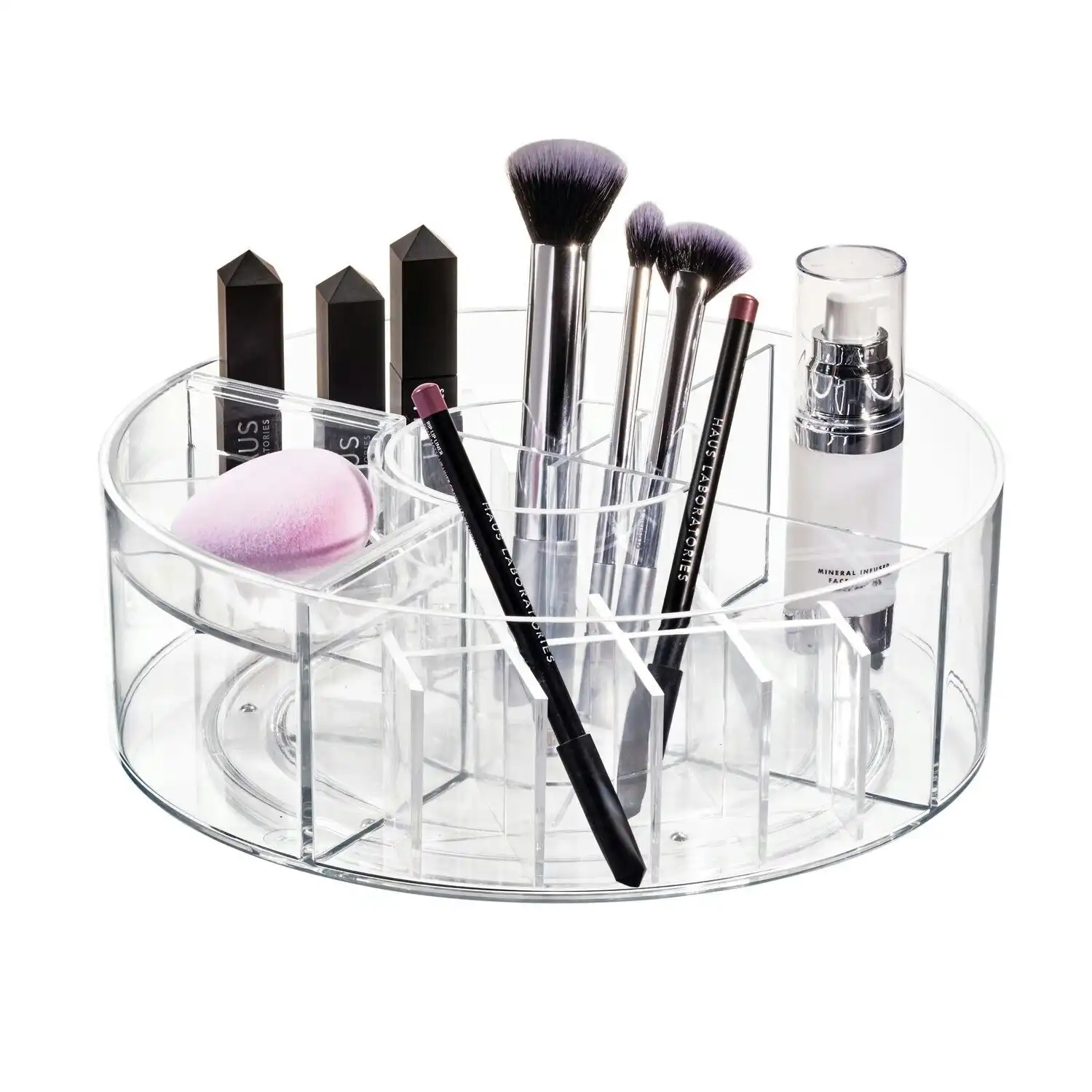 Idesign 25.4cm Cosmetic Carousel Makeup Storage Organiser Clear/Matte White