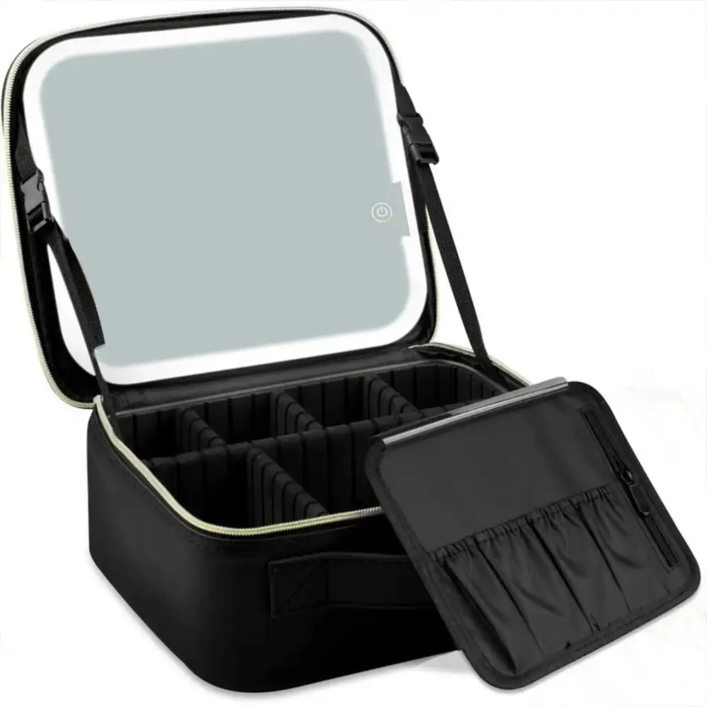 Impressions Rechargeable 26.5cm Cosmetic Beauty Makeup Bag w/ LED Mirror Black