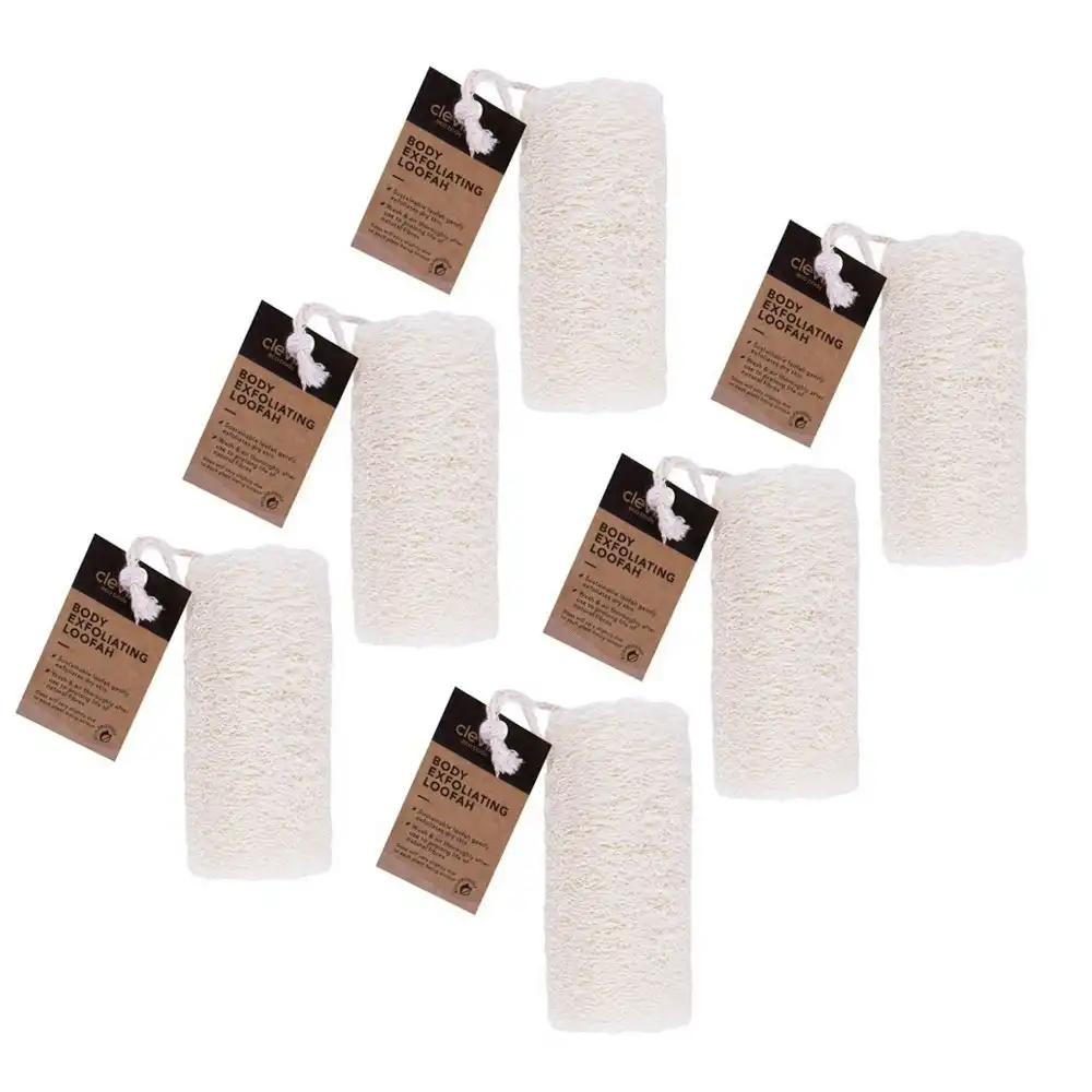 6x Clevinger Eco Body Exfoliating Body Natural Shower/Bath Cleansing Loofah