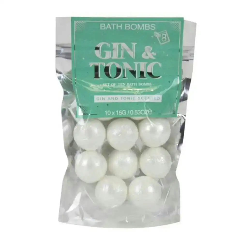 10pc Gift Republic Mini 15g Bath Bombs Scented Round Fizzies Gin & Tonic Silver