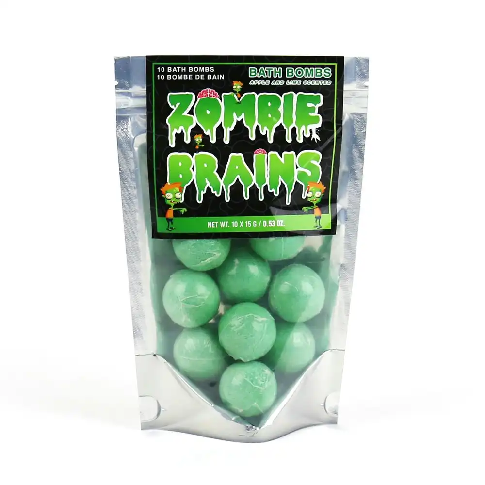 10pc Gift Republic 15g Zombie Brains Bath Bombs Scented Fizzies Apple & Lime