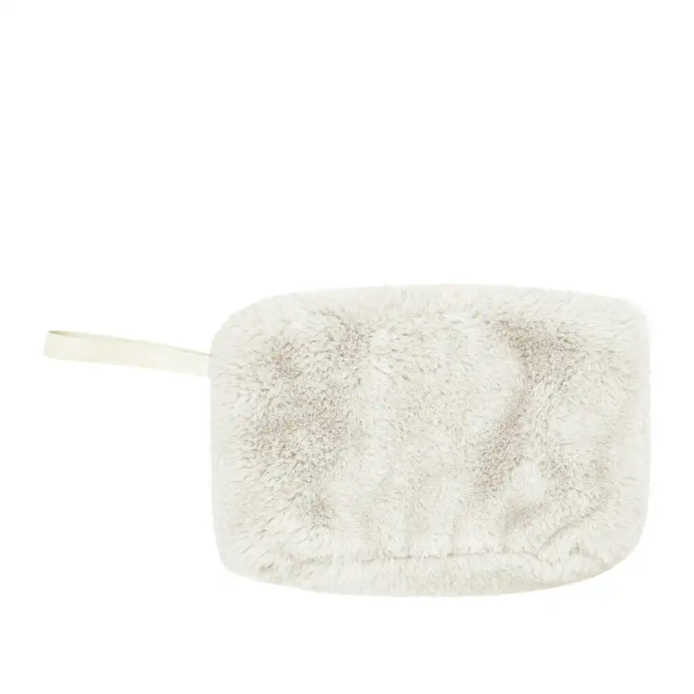 J. Elliot Home Layla Faux Fur Cosmetic/Toiletry Zipped Bag 24x14.5cm Ivory
