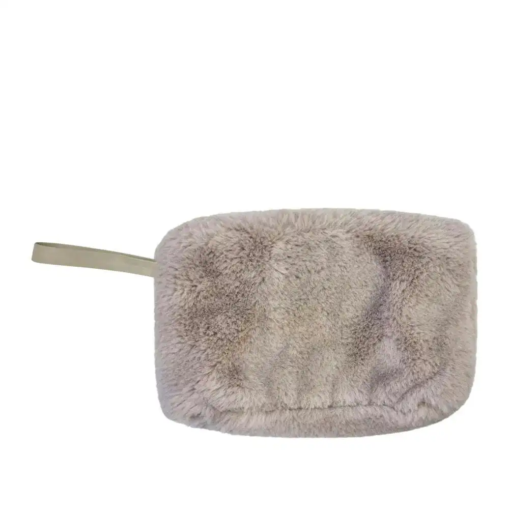 J. Elliot Home Layla Faux Fur Cosmetic/Toiletry Zipped Bag 24x14.5cm Nude