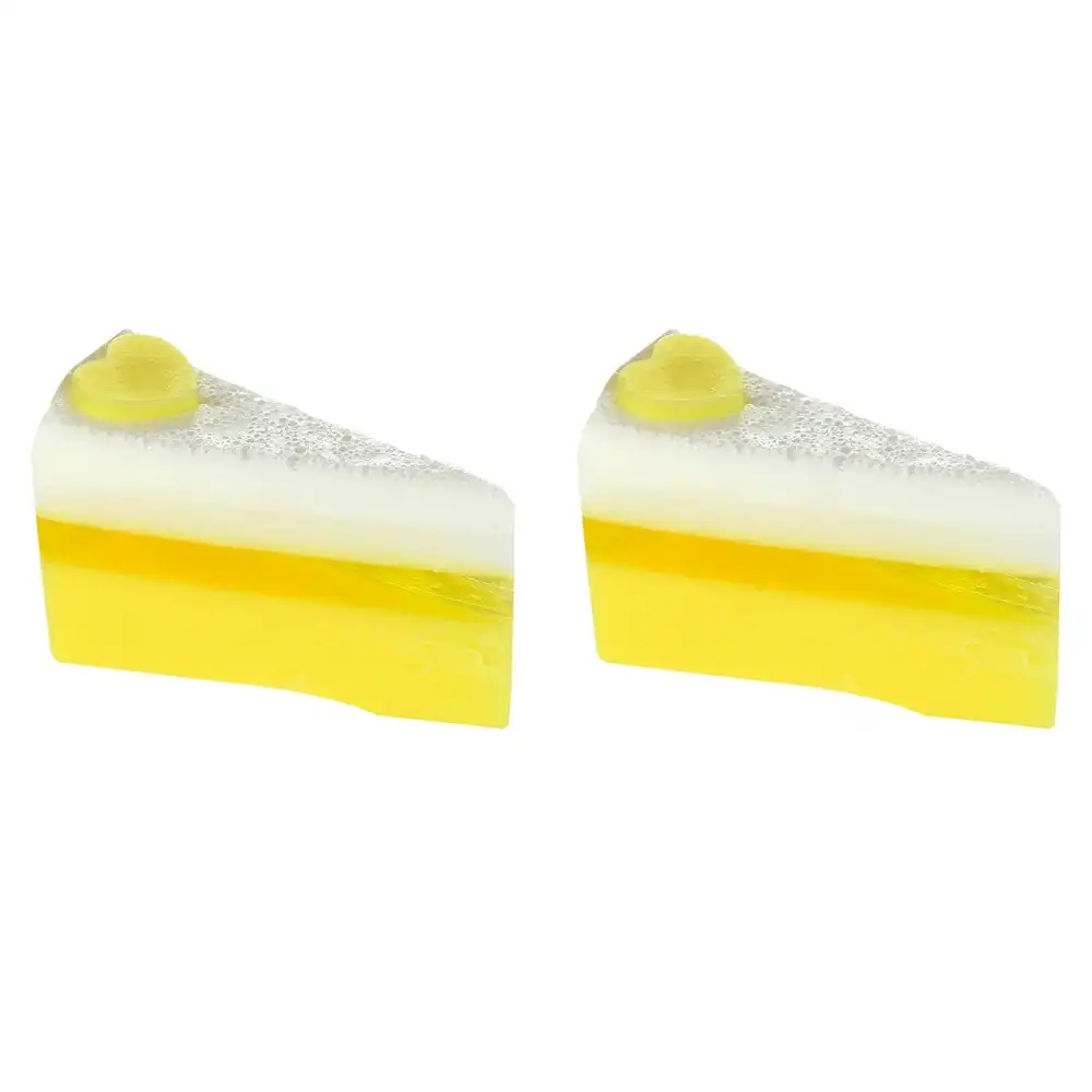 2PK Bomb Cosmetics Lemon Meringue Delight Scented Bath Soap Cake Slice Body Bar