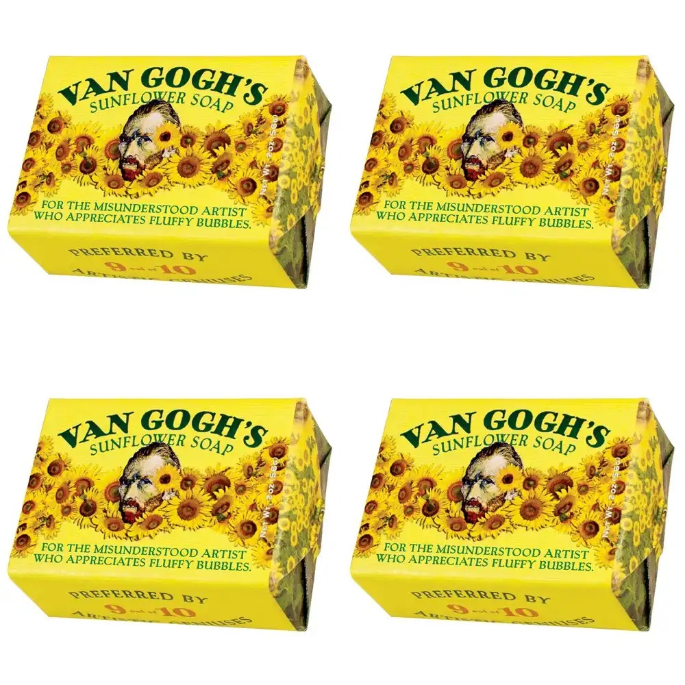 4PK Unemployed Philosopher Guild 56g Bathing Soap Van Gogh's Sunflower Fragrance