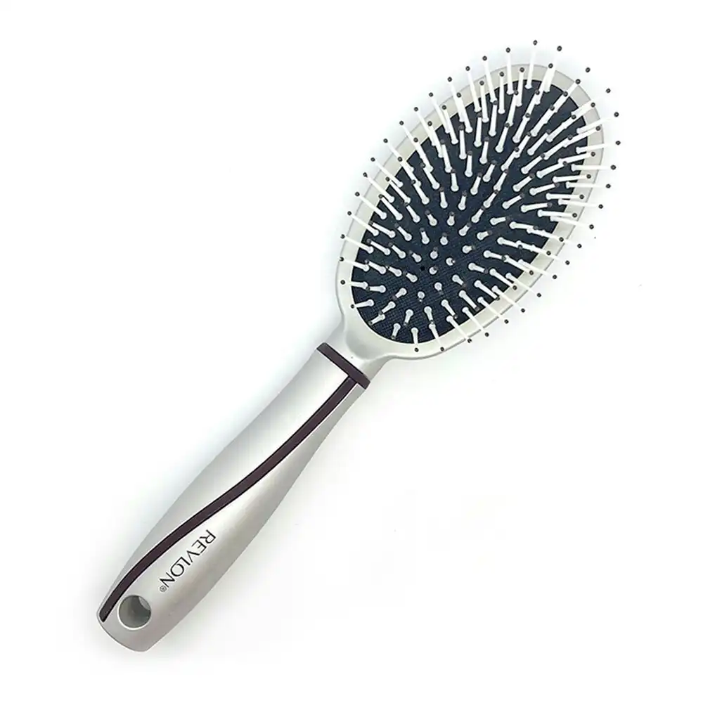 Revlon Luxurious Nano Technology Silver Oval Hair Brush/Comb Scalp Massage/Style