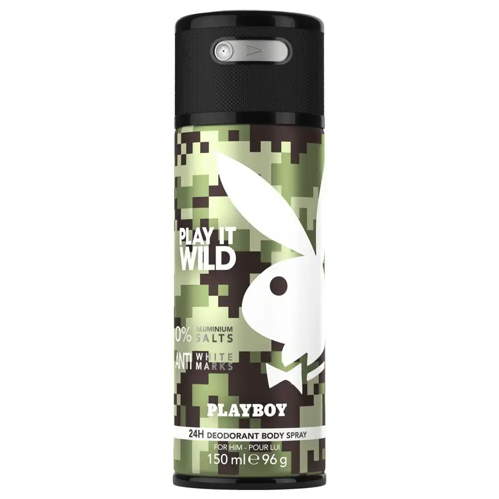 Playboy Play It Wild 150ml Deodarant Spray 24h Body Odor Control for Men/Him