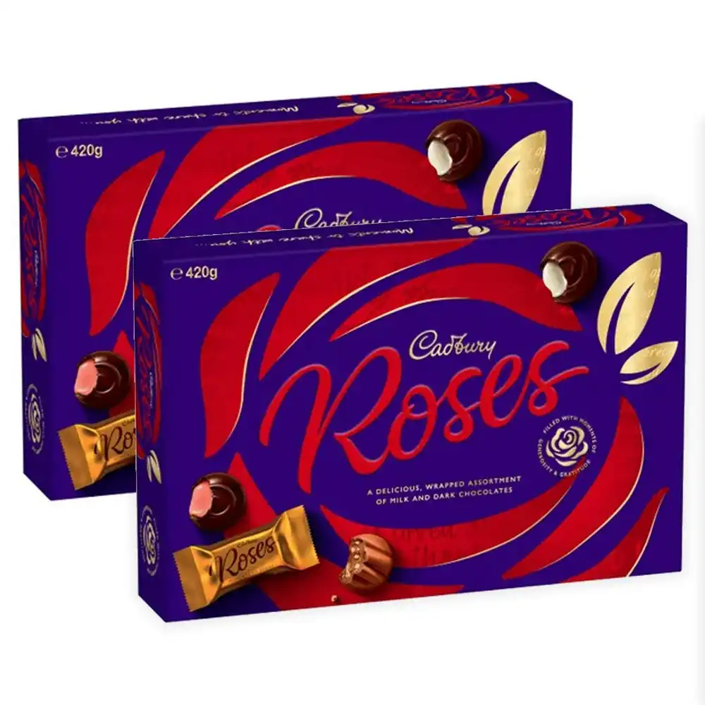 2PK Cadbury Roses Chocolates Gift Box 420g Assorted Flavours Confectionery Candy