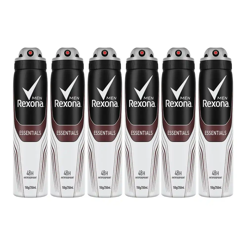 6x Rexona Anti-Perspirant 250ml Men Deodorant 48h Protect Body Spray Essentials