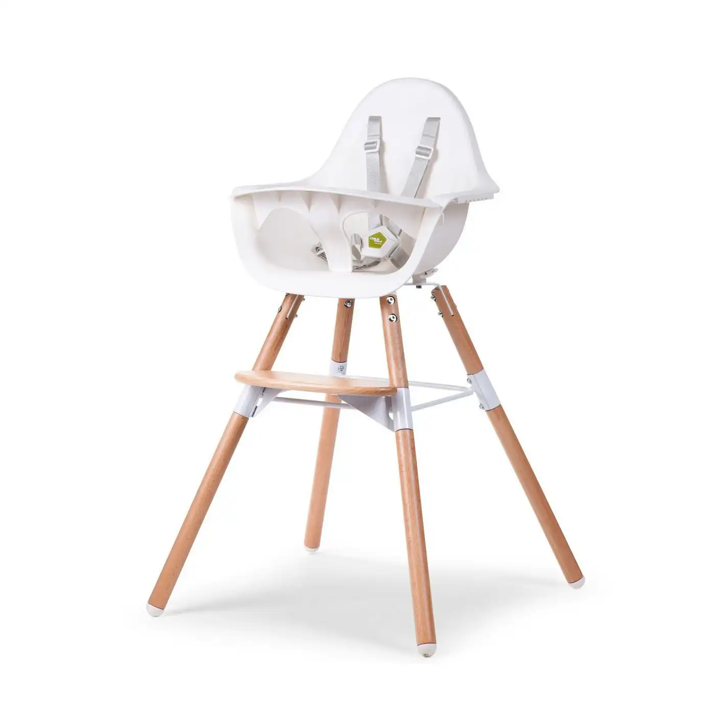 Childhome Evolu 2 High Chair Seat Feeding w/ Foot Rest Baby/Toddler 6m-6y White