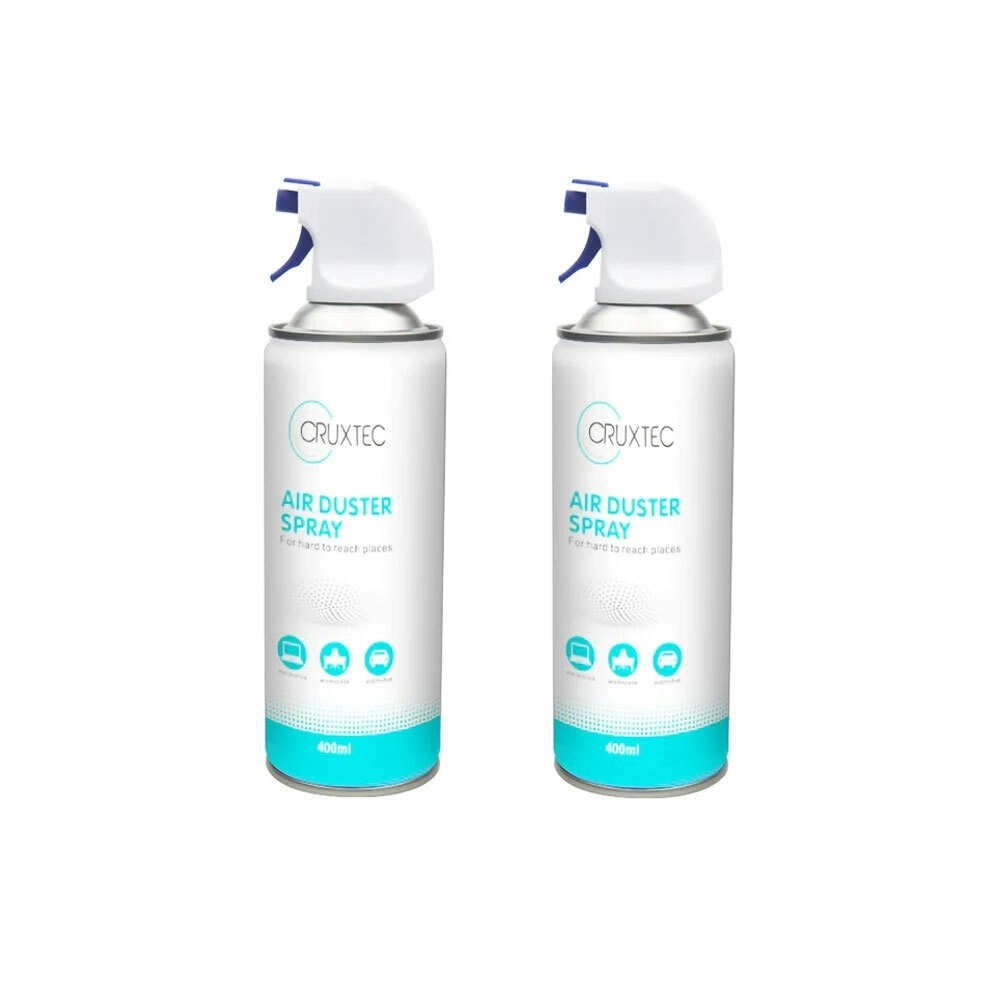 2PK Cruxtec 400ml Aerosol Air Duster Spray Home Dust Remover w/Extension Tube