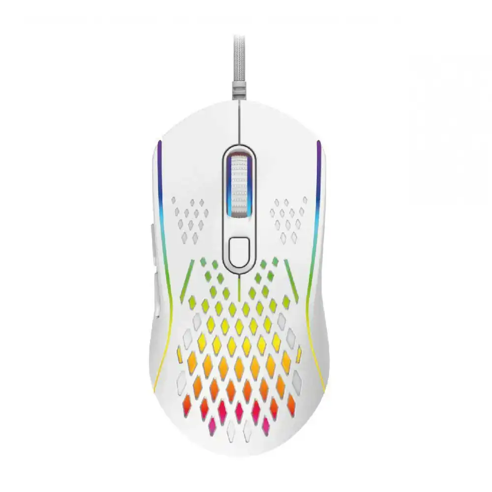 Laser Wired Gaming RGB LED Mouse 12800 DPI Optical For PC/Laptop Computer White