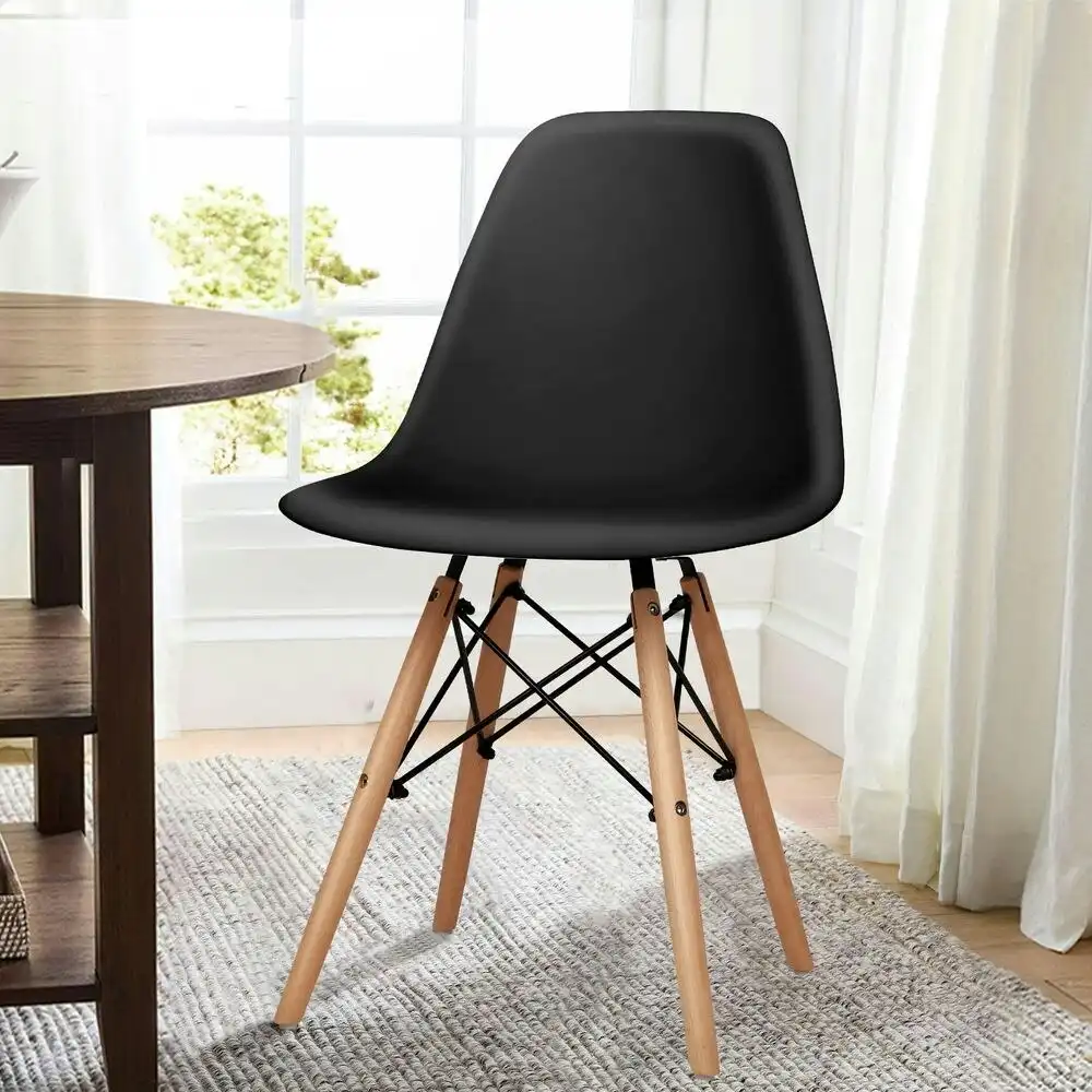 Alfordson 4x Dining Chairs Retro Solid Wood Steel Black