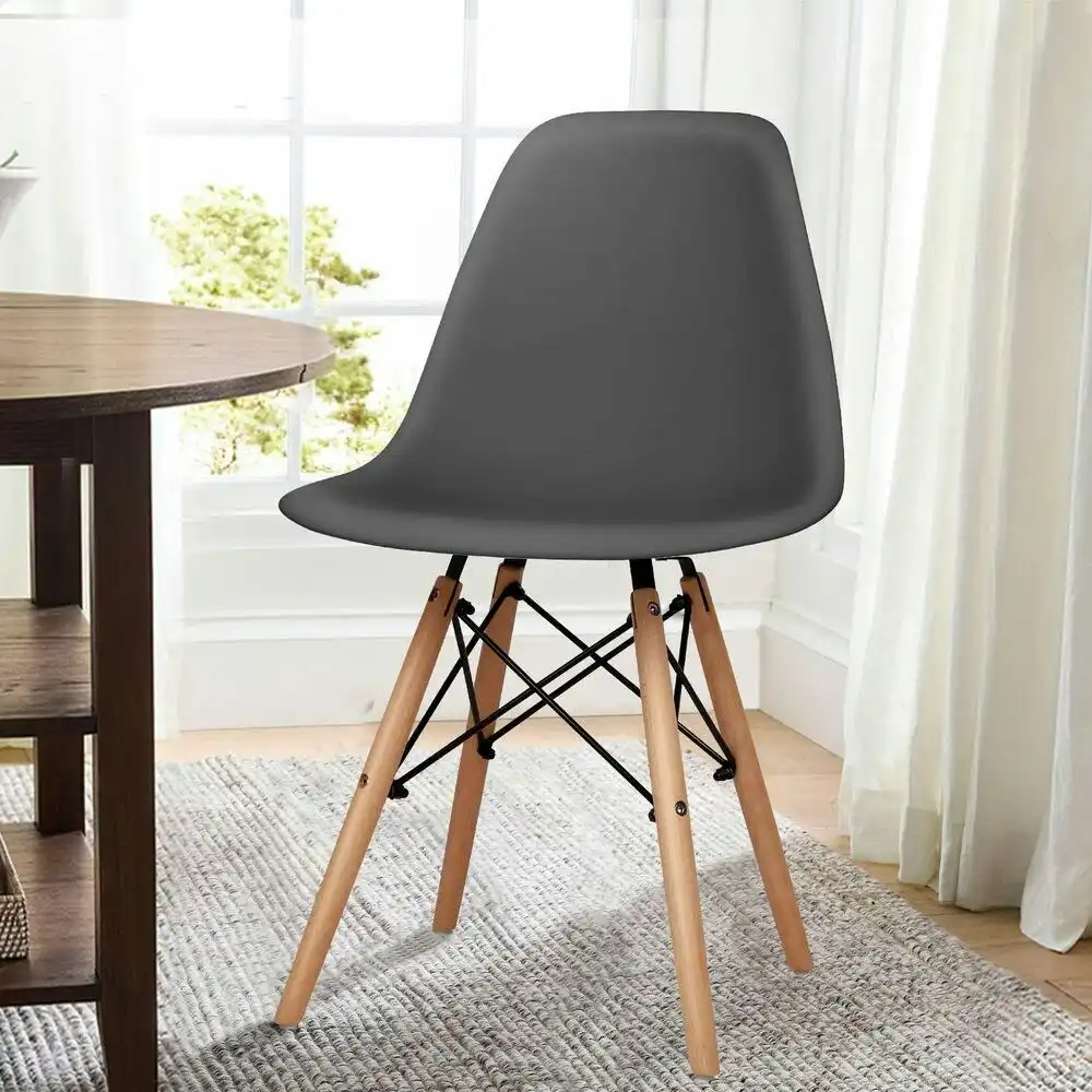 Alfordson 4x Dining Chairs Retro Solid Wood Steel Grey