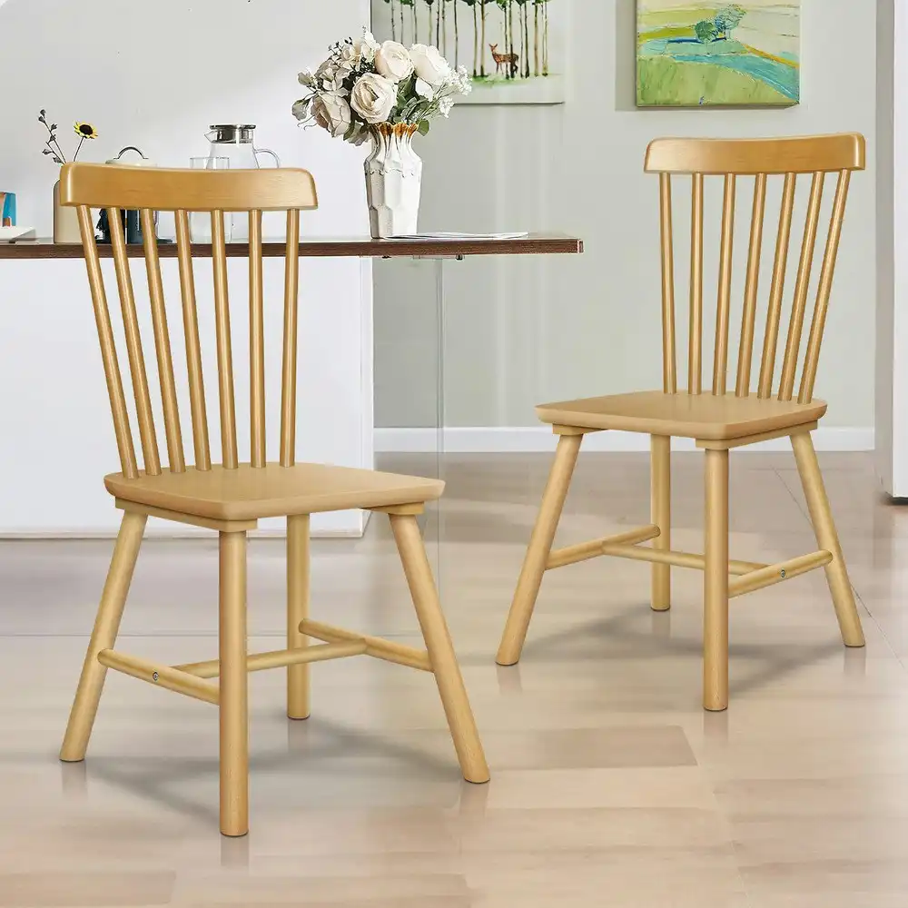 Alfordson 2x Dining Chairs Retro Walnut Modern Seat Oak