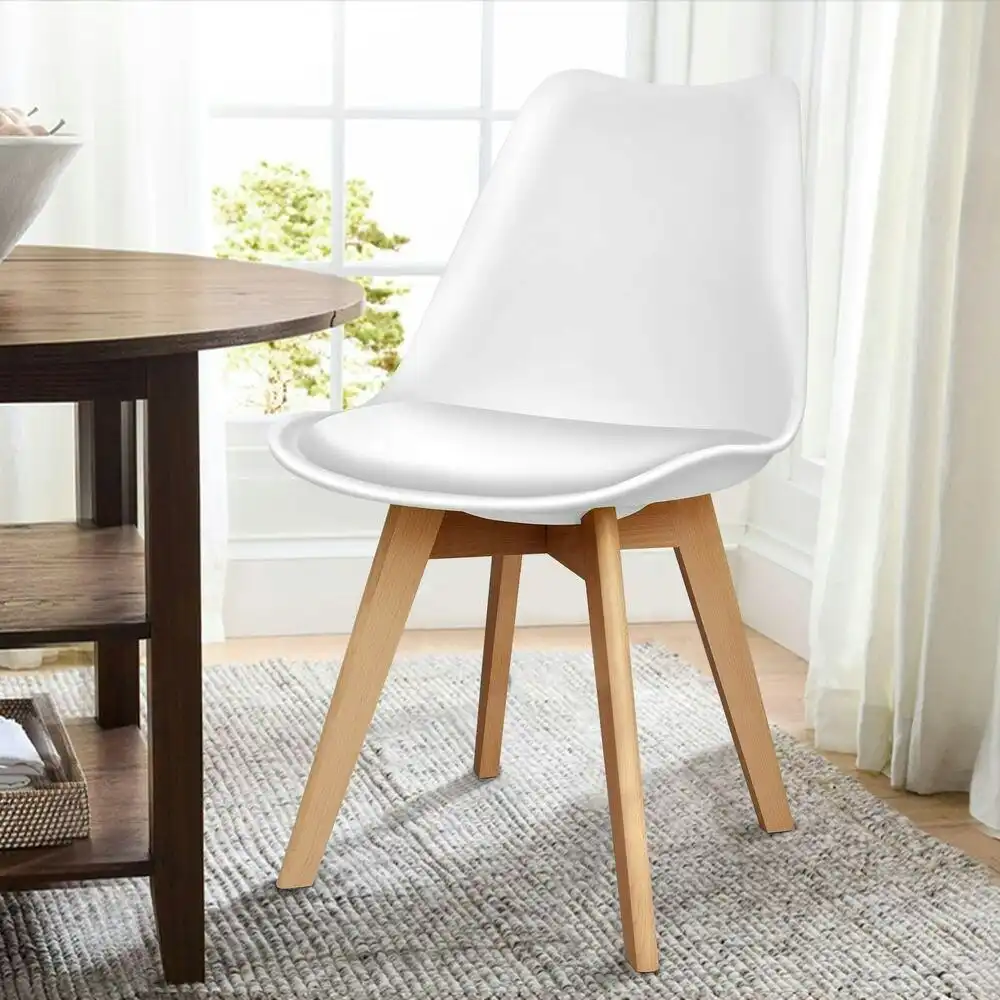 Alfordson 4x Dining Chairs Retro PU Leather Wooden White